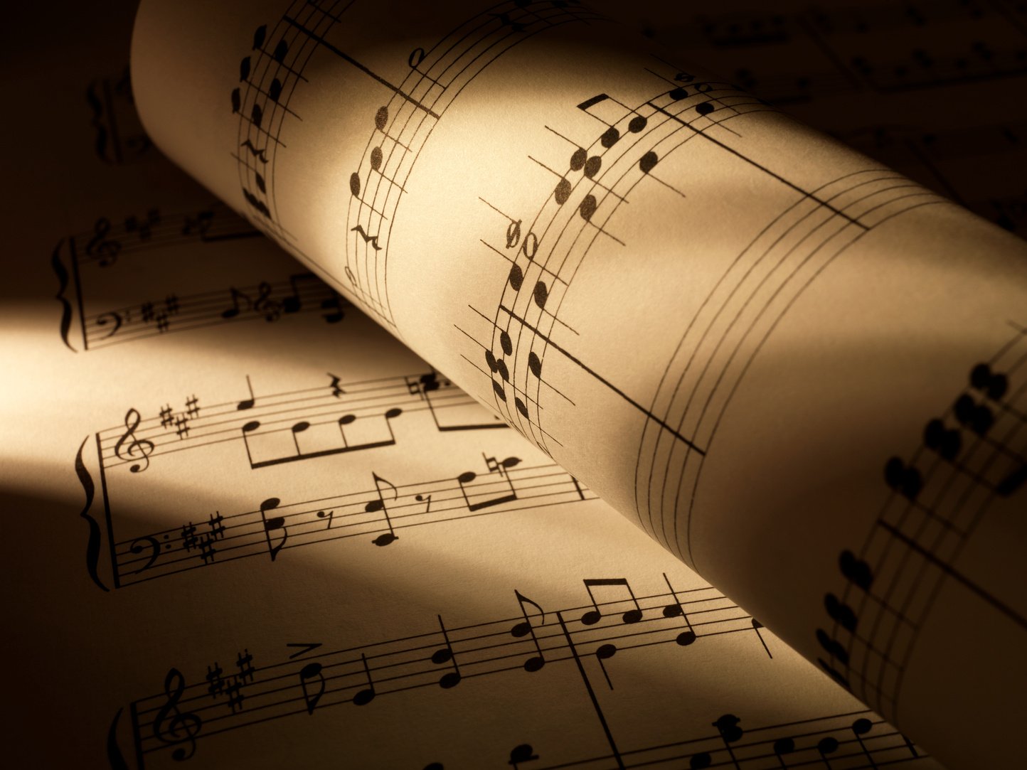 Sheet music with shadow