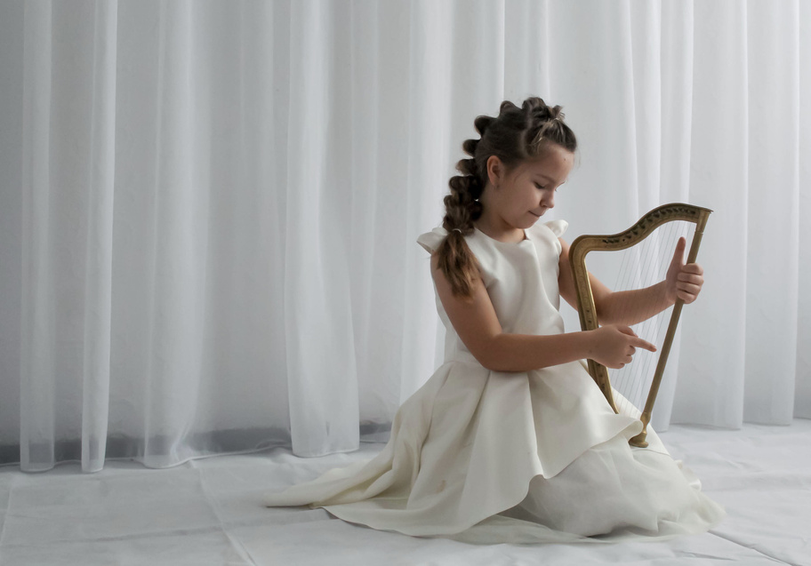 A Girl Playing the Harp 