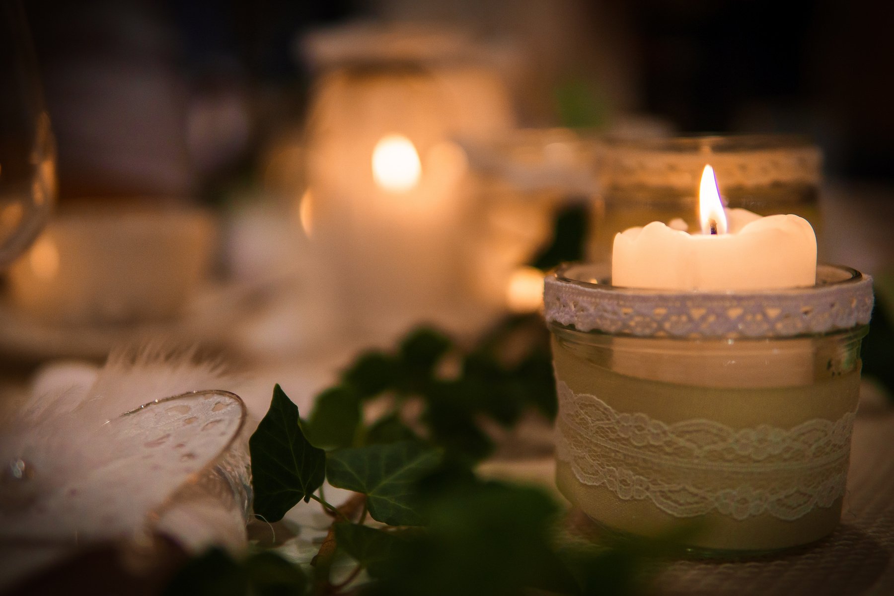 Lit Candles in a Wedding Party